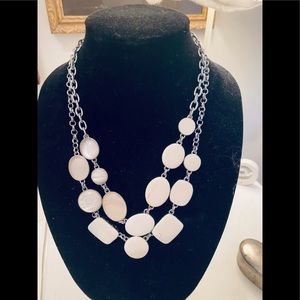 Chico’s white enamel silver tone necklace bracelet